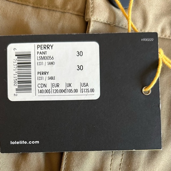 LOLE Men’s Tan Perry Pants Size 30 Style LSM0056 NEW With Tags MSRP 135.00 - Picture 11 of 13